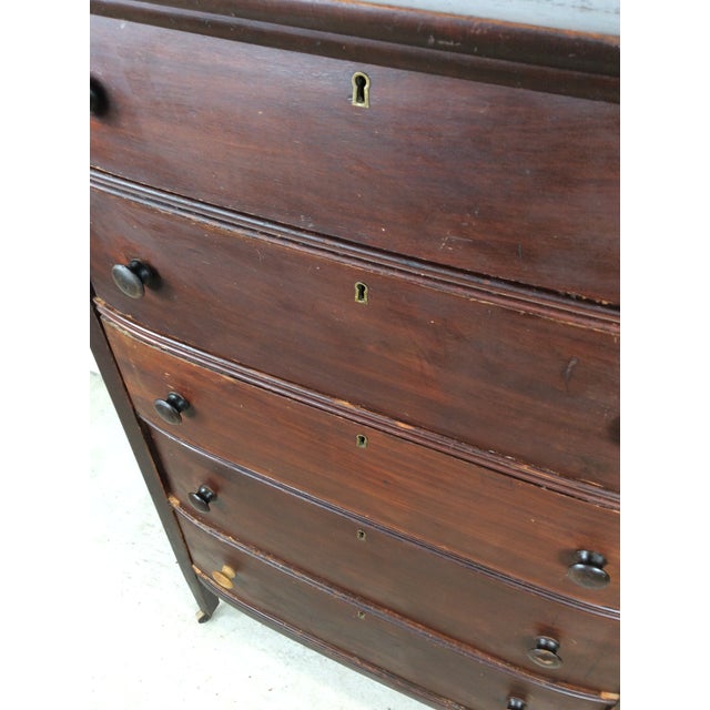 Antique Depression Era Five Drawer Chest With Turned Wood Pulls For Sale - Image 15 of 18