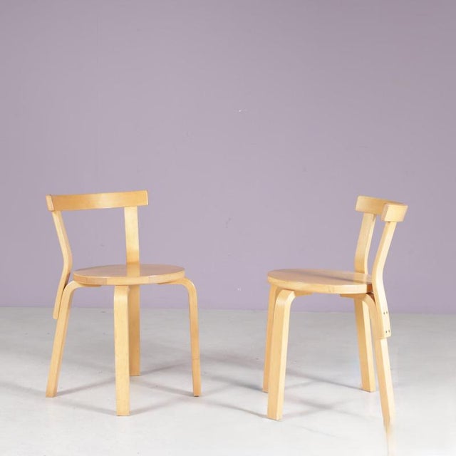 Pine Wood Model 68 Chairs from Alvar Aalto, 1950s, Set of 2 For Sale - Image 5 of 8