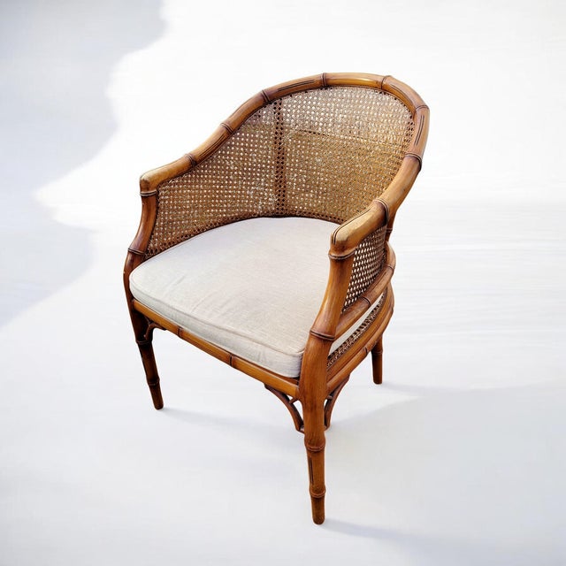Mid-Century Modern Hollywood Regency Faux Bamboo Cane Lounge Chair, 1950s For Sale - Image 14 of 17