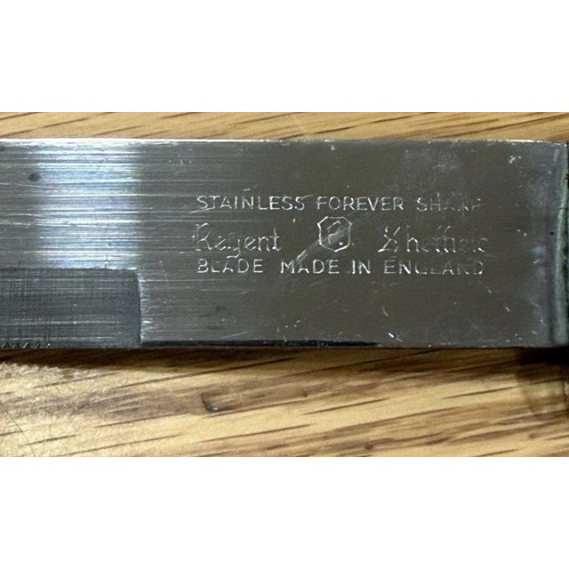 Wood Peeredge Wood Sheffield England Stainless Steel Blade 6 Steak Knives 1960s-80s For Sale - Image 7 of 8