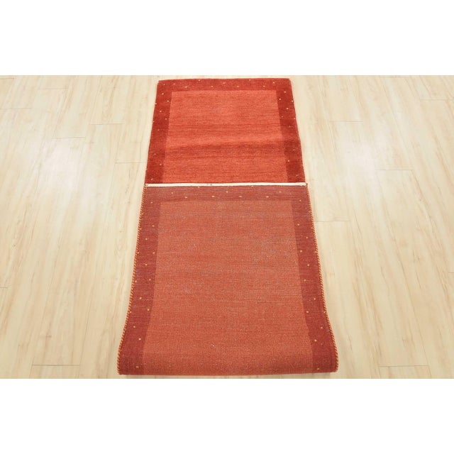 Gabbeh Runner 2’7” X 8’2” Red Wool Contemporary Hand-Knotted Oriental Rug For Sale - Image 12 of 13