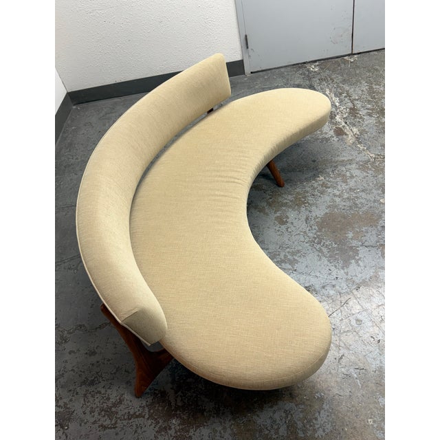 Wood Vladimir Kagan Style Mid-Century Modern Floating Curved Sofa For Sale - Image 7 of 12