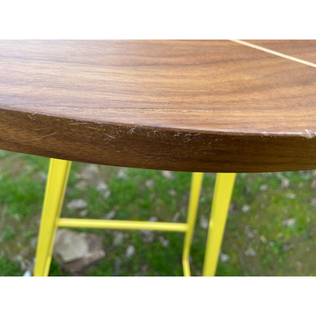 Yellow Modern Walnut Robert Designed Trunk Stool Set of 4 Low and Bar Height For Sale - Image 8 of 10