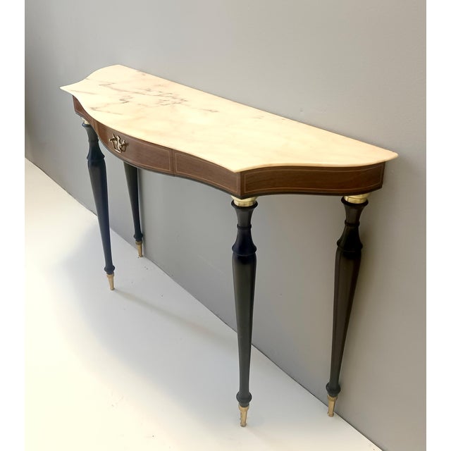 1950s Canaletto Walnut and Beech Console with Marble Top by Paolo Buffa, 1950s For Sale - Image 5 of 16
