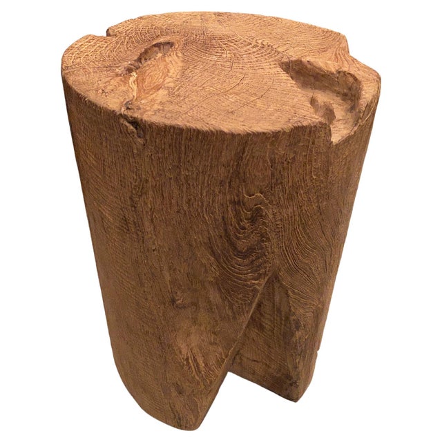 Reclaimed teak wood side table which we have hand carved into this beautiful cylinder shape whilst respecting the organic...