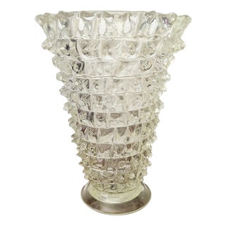 Vintage Art Deco Rostrato Murano Glass Vase, 1930s For Sale