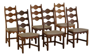 Highback Dining Chairs in Oak by Henning Kjærnulf, 1960s, Set of 6