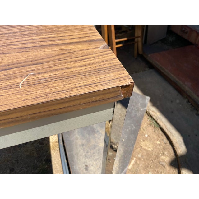 Steelcase Minimalist Vintage Mid Century Modern Metal Retro Tanker Utility Table Unmarked For Sale - Image 10 of 12