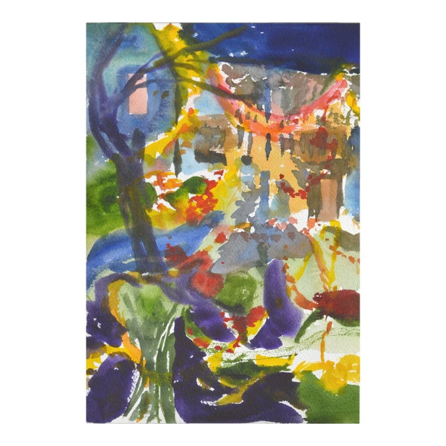 Abstract Cityscape Watercolor by Les Anderson For Sale