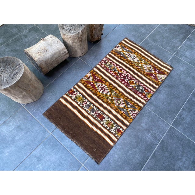 Tribal Tribal Wool Handwoven Kilim Rug For Sale - Image 3 of 10