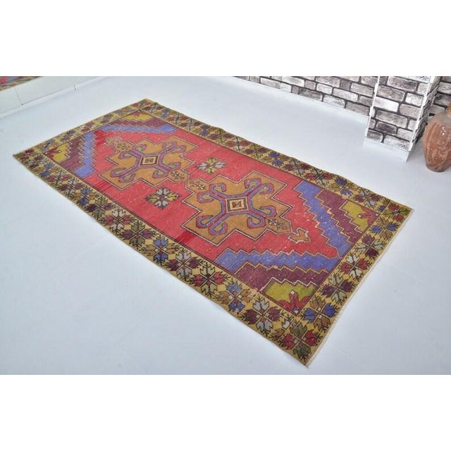 Turkish Bohemian Handknotted Vintage Carpet For Sale - Image 3 of 10