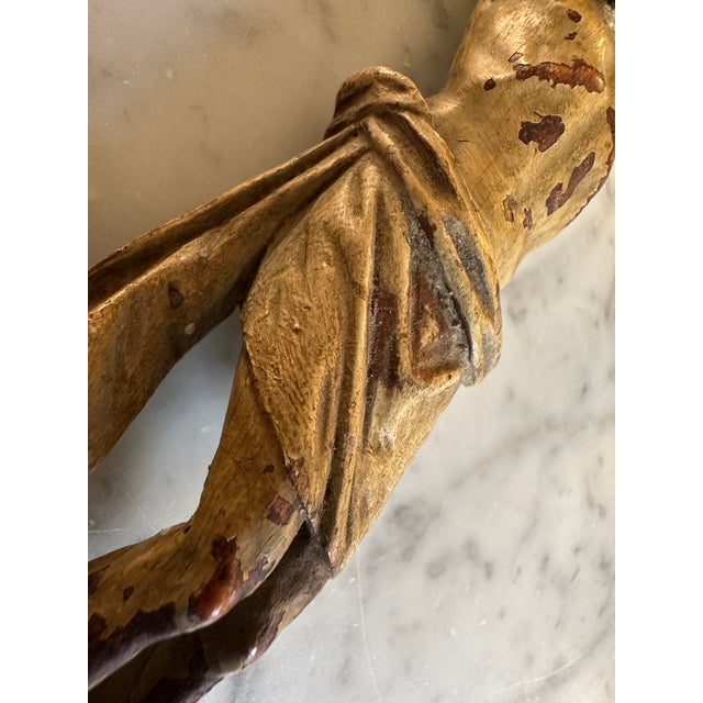 17th Century Alpine Wooden Christ Torso with Polychrome Traces For Sale - Image 6 of 15