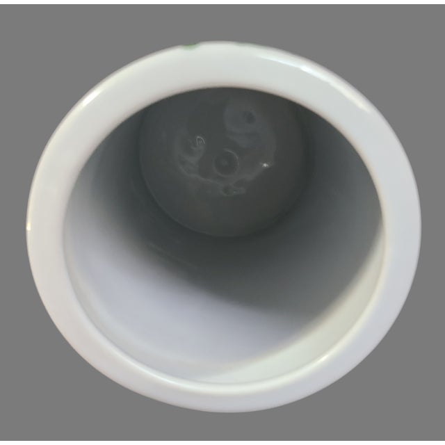 Contemporary Vintage Panda Garden Bamboo Leaf Motif Tube Vase For Sale - Image 3 of 6