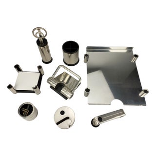 Nickel-Plated Desk Set by Lerche Solingen, 1990s, Set of 10 For Sale