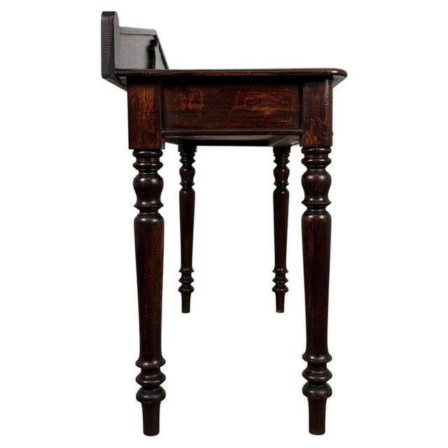 2000 - 2009 19th Century English Antique Oak Side Table with Gallery Back For Sale - Image 5 of 11