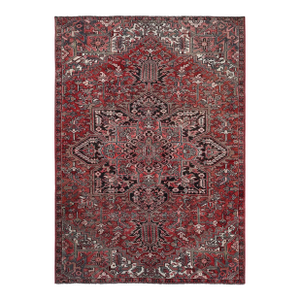 Auburn Red Vintage Persian Heriz Hand Knotted Wool Clean Oriental Rug - 7'6" X 10'7"