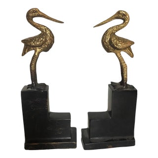 1930’s Brass Pelican Bookends - Set of 2 For Sale
