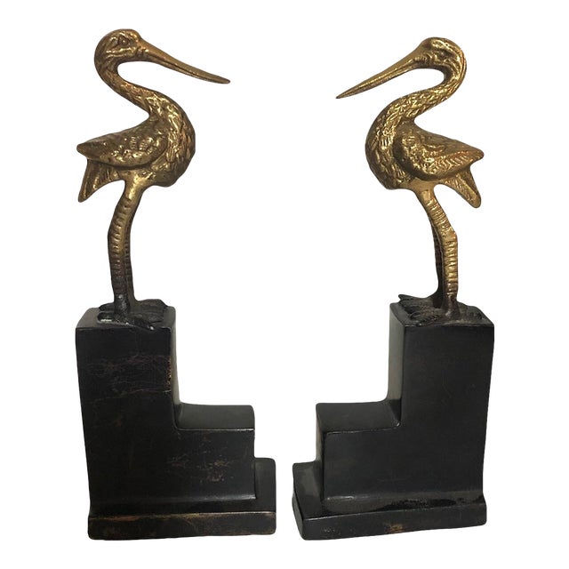 1930’s Brass Pelican Bookends - Set of 2 For Sale