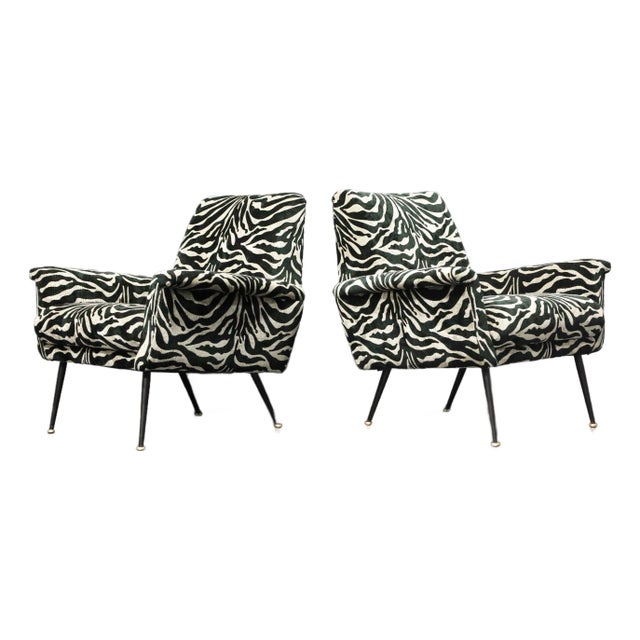 Mid 20th Century Pair of French Lounge Chairs in New Upholstery For Sale