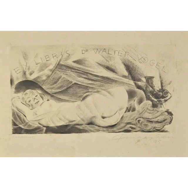 Ex Libris - Dr. Walter Vogel is an Etching print created by Michel Fingesten, in 1923. Hand Signed and dated on the right...