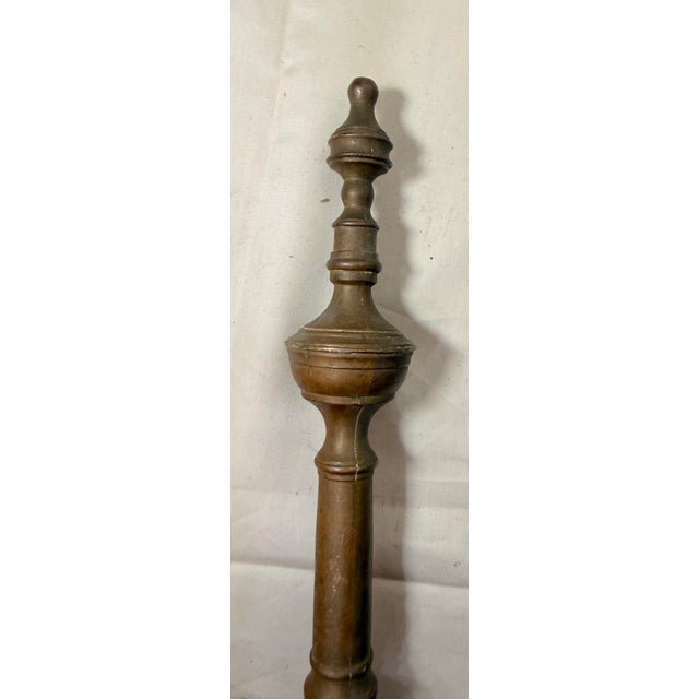 18th Century Antique 18th Century Wrought Iron Turned Brass English Fireplace Tongs Tool 9 For Sale - Image 5 of 9