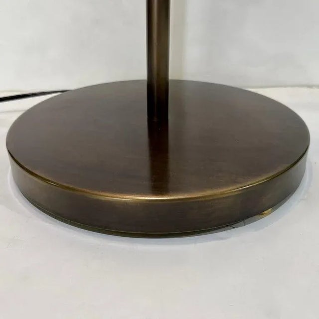 Italian Mid Century Modern Style Sea Blue Lacquer Adjustable Bronzed Floor Lamp For Sale - Image 10 of 15