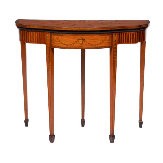 Traditional English Fold Over Console / Games Table With Inlay, 19th Century, Attributed to Edwards & Roberts For Sale - Image 3 of 4