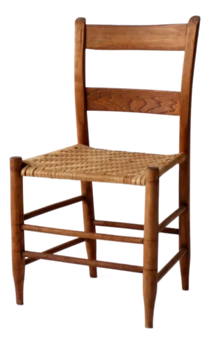 Antique Ladder Back Chair With Woven Splint Seat