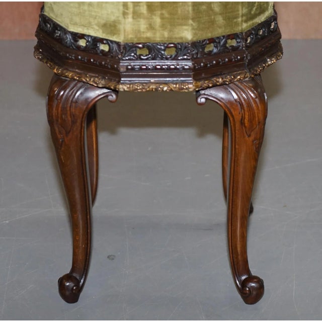 Antique Hardwood Carved Side Tables with Velvet Tops, 1860s, Set of 2 For Sale - Image 6 of 18
