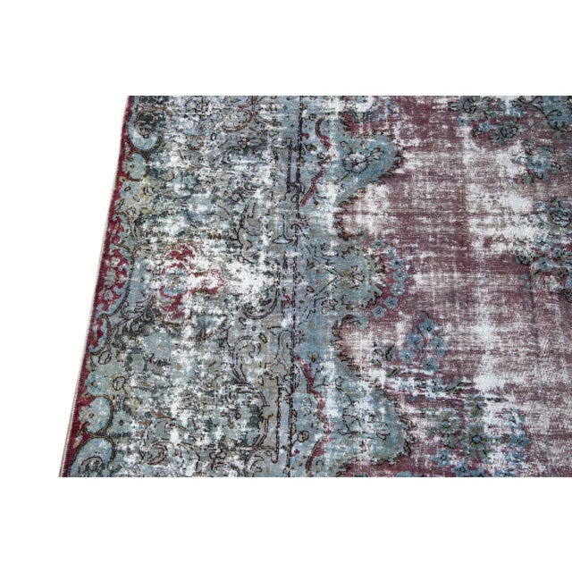 Mid-20th Century Vintage Distrssed Wool Rug 10 X 13 For Sale - Image 9 of 13