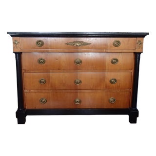 Empire Chest of 4 Drawers with Black Marble Top For Sale