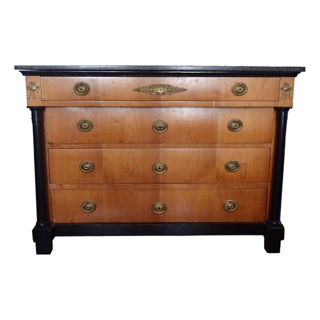 Empire Chest of 4 Drawers with Black Marble Top For Sale