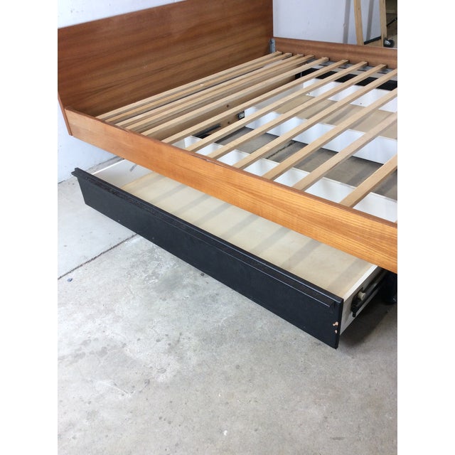 Danish Modern Teak Queen Bed With Two Storage Drawers For Sale - Image 16 of 18