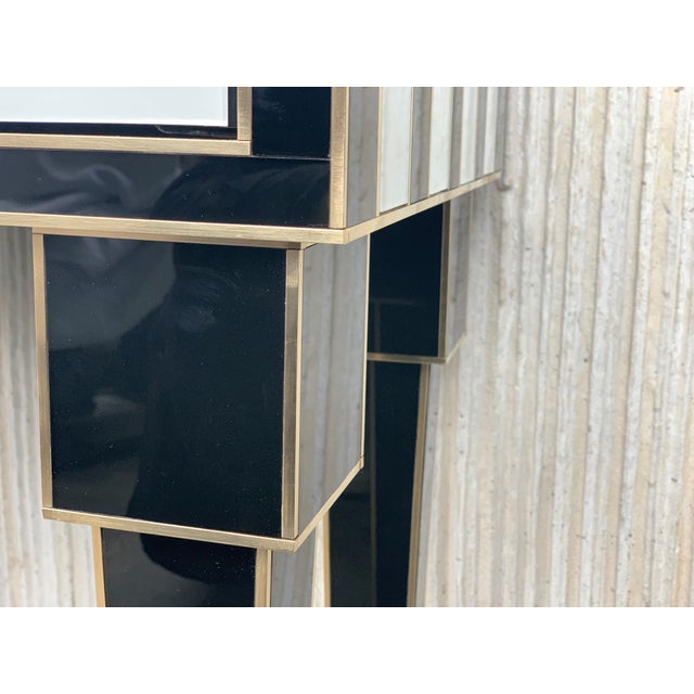 New High Black & White Glass & Brass Inlays New Nightstands With Drawer - a Pair For Sale - Image 11 of 13