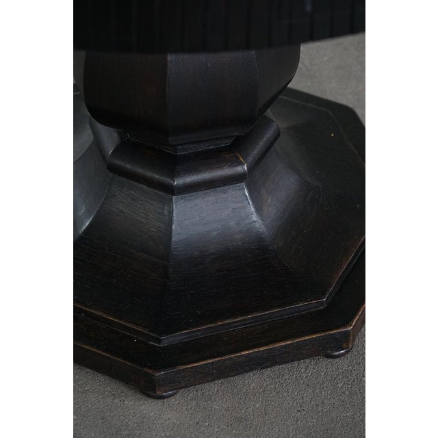 Vintage Danish Round Art Deco Console Table in Ebonized Oak, 1930s For Sale - Image 13 of 18