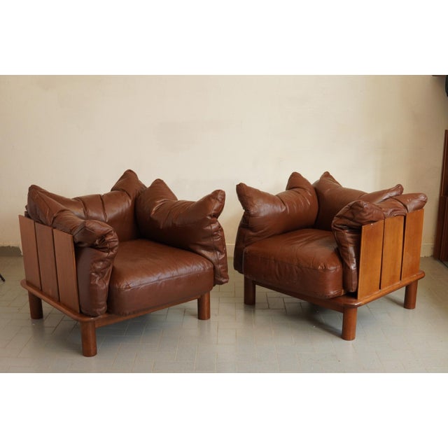 Animal Skin Brutalist Lounge Chairs by Jonathan De Pas for Poltronova, 1970s, Set of 2 For Sale - Image 7 of 7