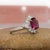 Metal 1.5ct Rubellite Garnet Ring With Natural Diamond Accent: Solid 14k Gold, , Size 6.75 For Sale - Image 7 of 10
