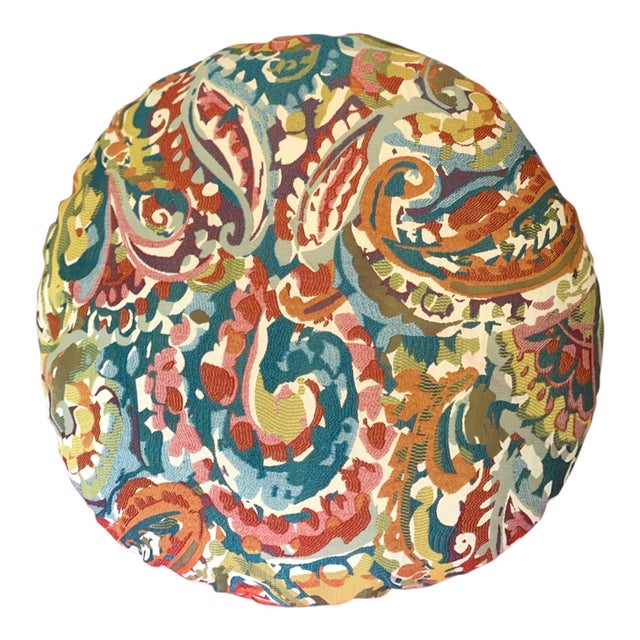Shabby Chic 2 Multicolor Paisley Floor Pillows For Sale - Image 3 of 5