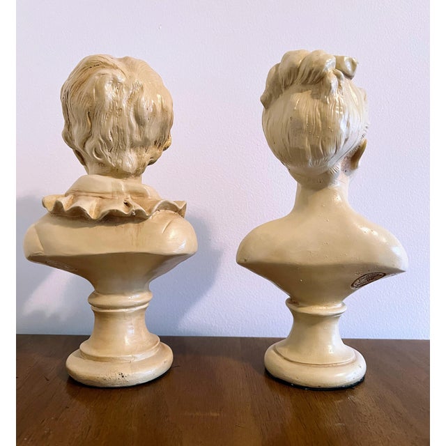 Marwal Industries Chalkware Alabaster Victorian Boy and Girl Busts - a Pair Stunning sculpture busts that replicate two...