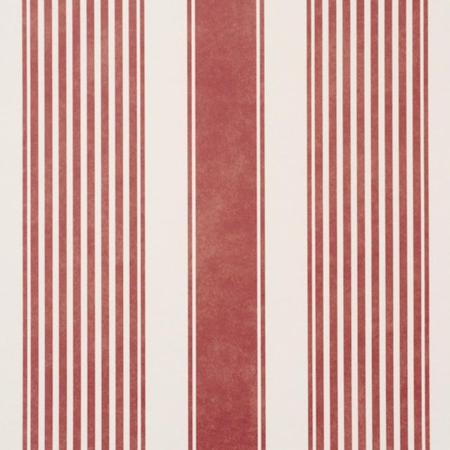 Traditional Schumacher Summerville Stripe Wallcovering In Currant For Sale - Image 3 of 6
