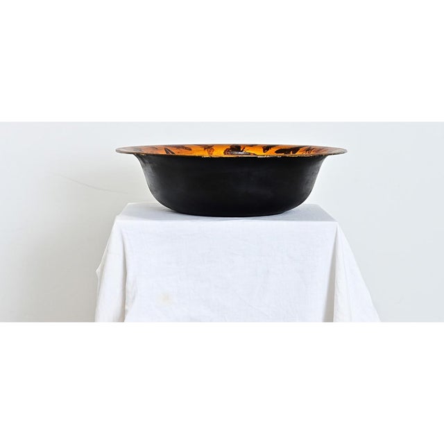 English, vintage metal washbasin that would have been used on a vanity or in a kitchen, recently updated with new gold...