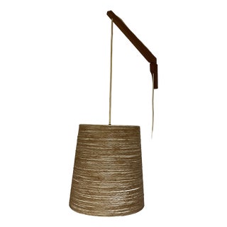 Vintage Teak and Sisal Wall Lamp by Lotte Bostlund, 1960s For Sale