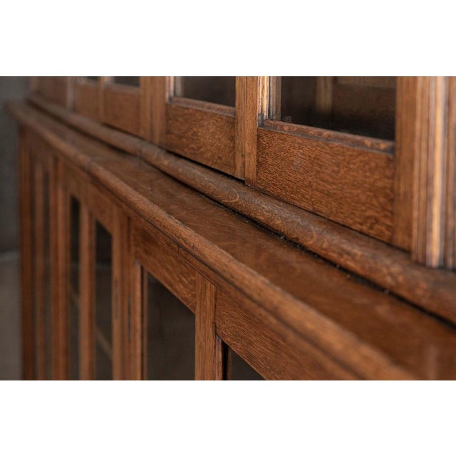 Brown English Glazed Oak Library Bookcase, 19th Century For Sale - Image 8 of 15
