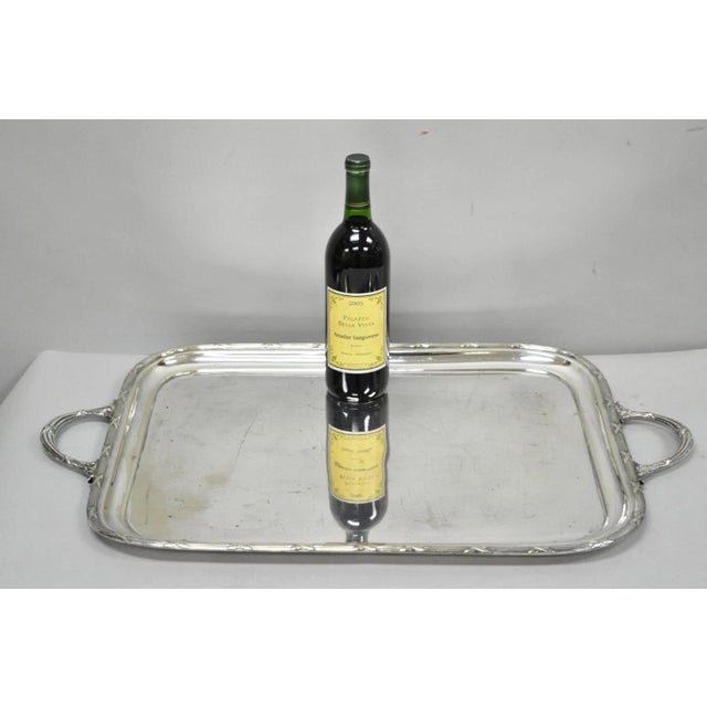 Antique Waring & Gillow English Edwardian Large Silver Plated Twin Handle Serving Platter Tray. Circa Early 20th Century....