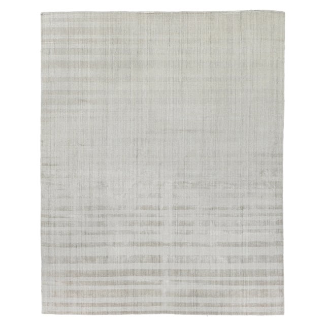 Beige Iscar Hand loom Wool/Viscose Light Beige Rug-8'x10'" For Sale - Image 8 of 8