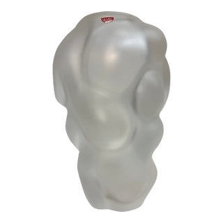 Handmade Per Sundberg for Orrefors Organic Form Frosted Art Glass Crystal Vase For Sale