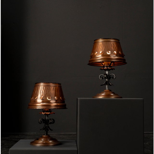 Copper Table Lamp in Cast Iron, 1960s, Set of 2 For Sale - Image 10 of 18