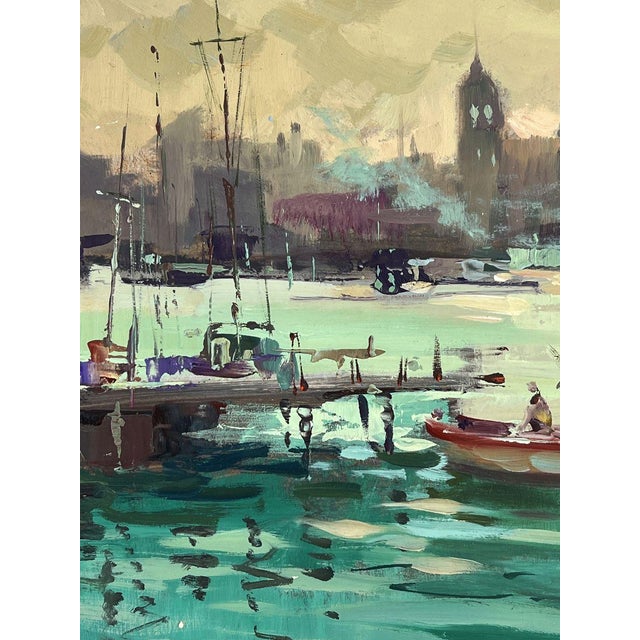 2020s Oil Painting Evening Over the Pier With Boats Yuriy Suprunchuk For Sale - Image 5 of 11