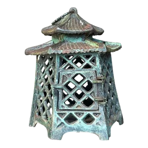 Vintage Asian Wrought Iron Pagoda Lantern