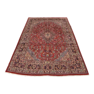 Sarouk Rug 9' X 11'4'' Red Wool Vintage Traditional Hand-Knotted Oriental Carpet